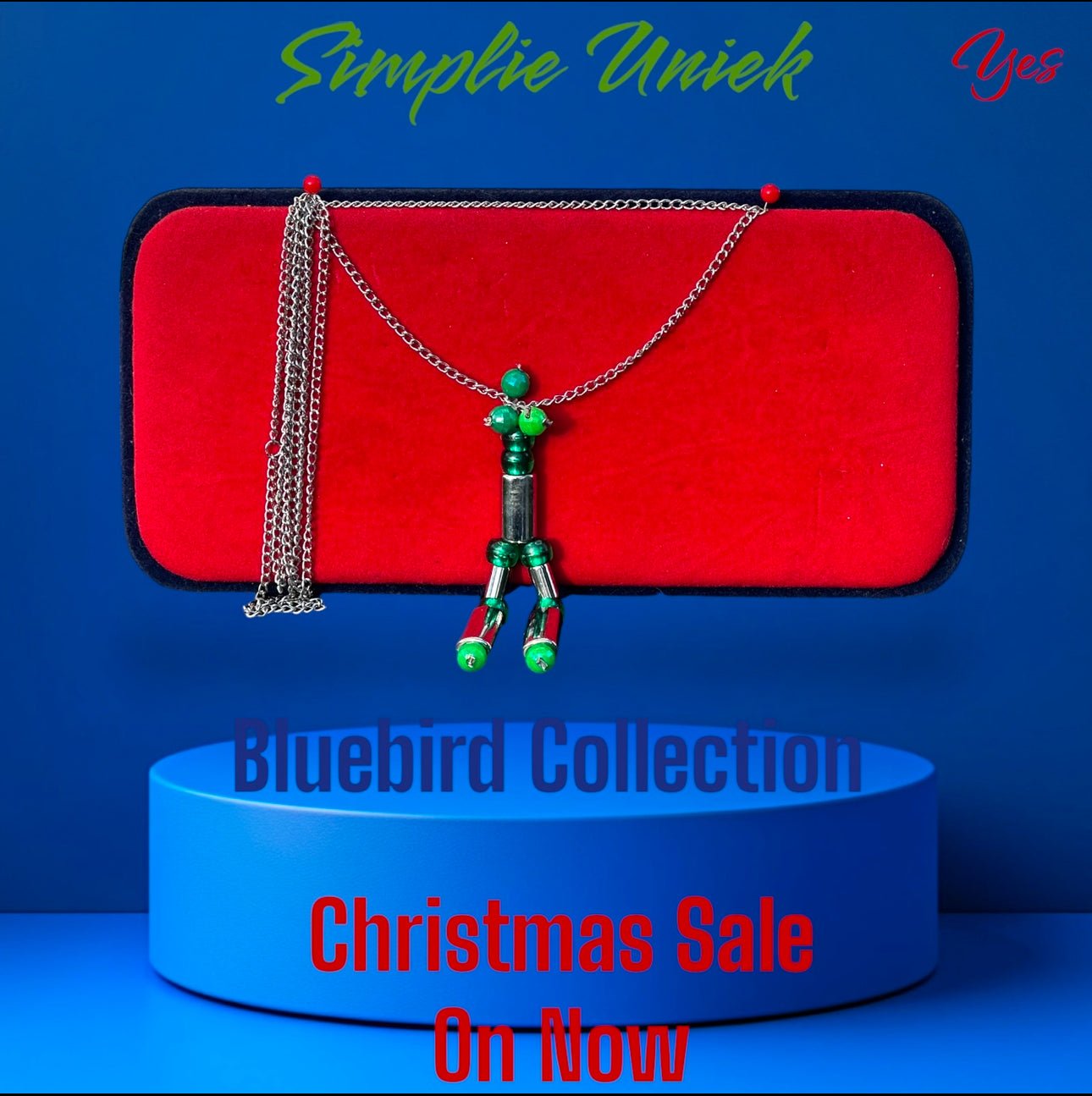 Green and Red Christmas Necklace.